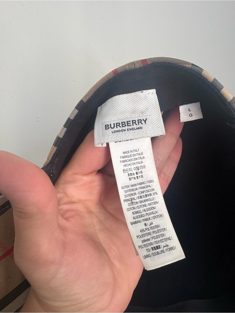 Burberry Tan Plaid Baseball Cap with Black & Red Accents - Picture 7 of 10